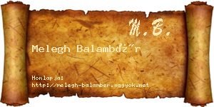 Melegh Balambér névjegykártya